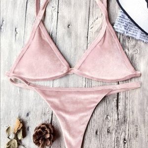 Cami Velvet String Thong Bikini Set